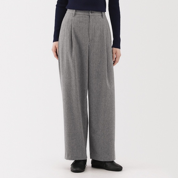 Muji Pants - Muji Brushed Wide Trousers - sz L